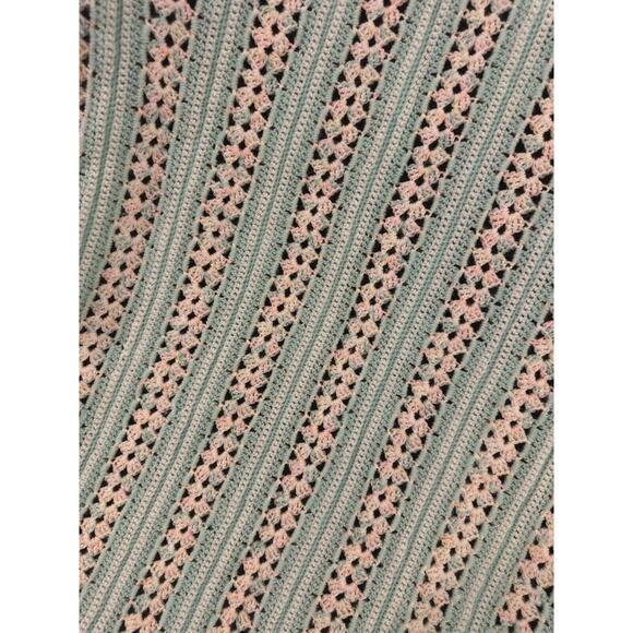 Hand Crafted Crochet Baby Receiving Crib Blanket Pastel 41” X 31.5” vintage - Picture 4 of 5